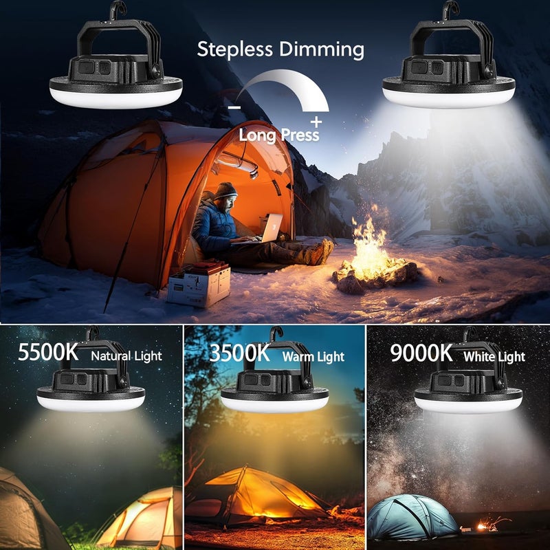 vavofo 4000LM 15,000mAh LED Camping Lantern Rechargeable, 3 Lighting Modes, 180LEDs ,Portable Tent Light with Magnet, IP65 Waterproof Hanging Light for Emergencies, Power Outages ,Hurricane(Blcak) - Image 4